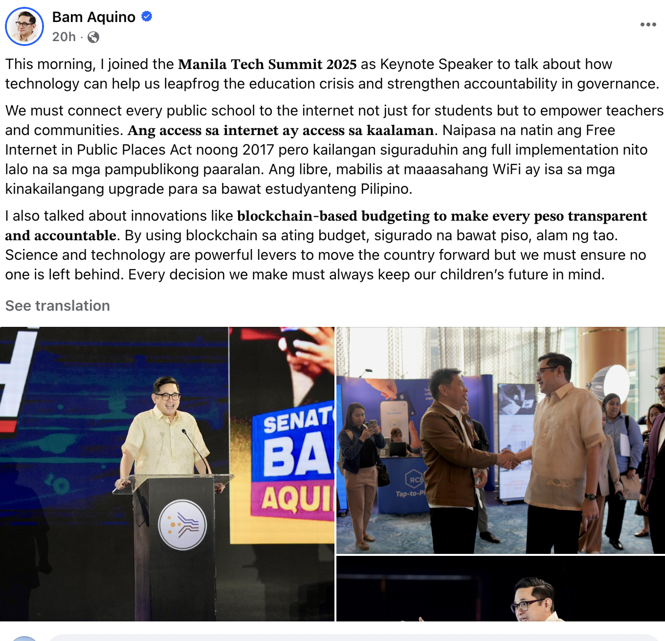 Aquino added that if this goes through, the Philippines could be the first country to have its entire budget on the blockchain