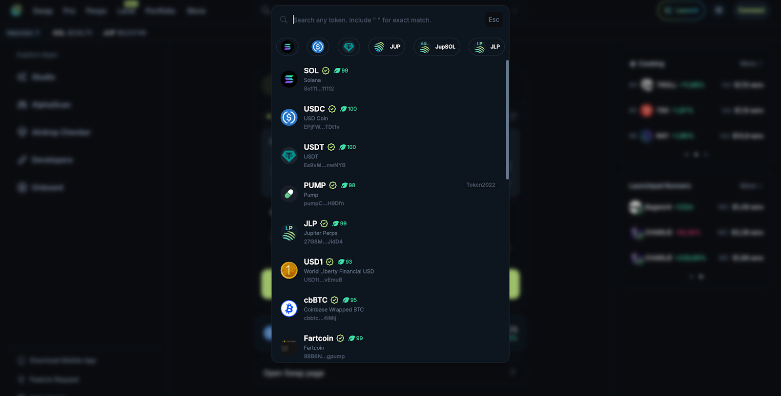 Jupiter supported tokens