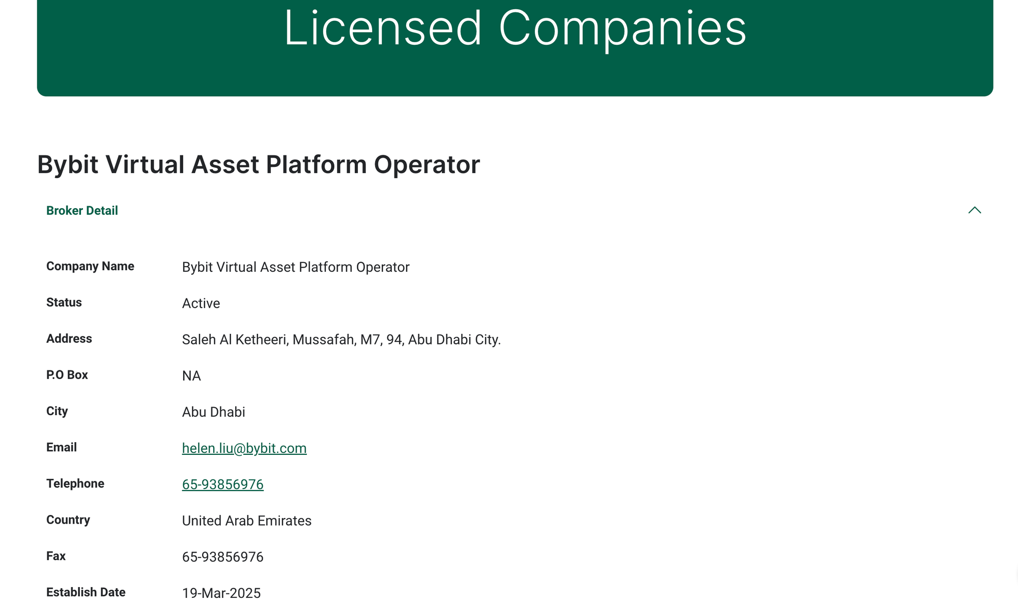 Licensed companies: Bybit.