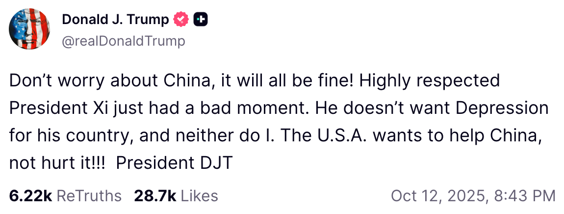 Donald J Trump's post on Truthsocial.