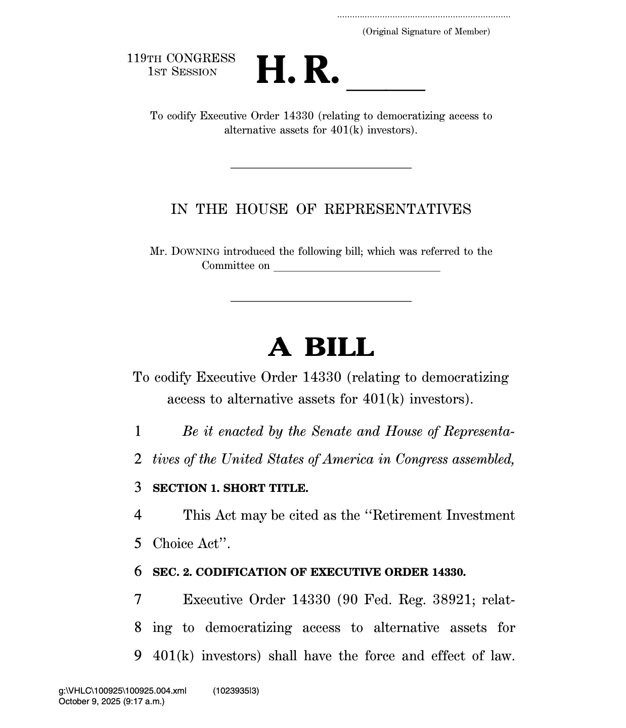 A bill to codify Executive Order 14330