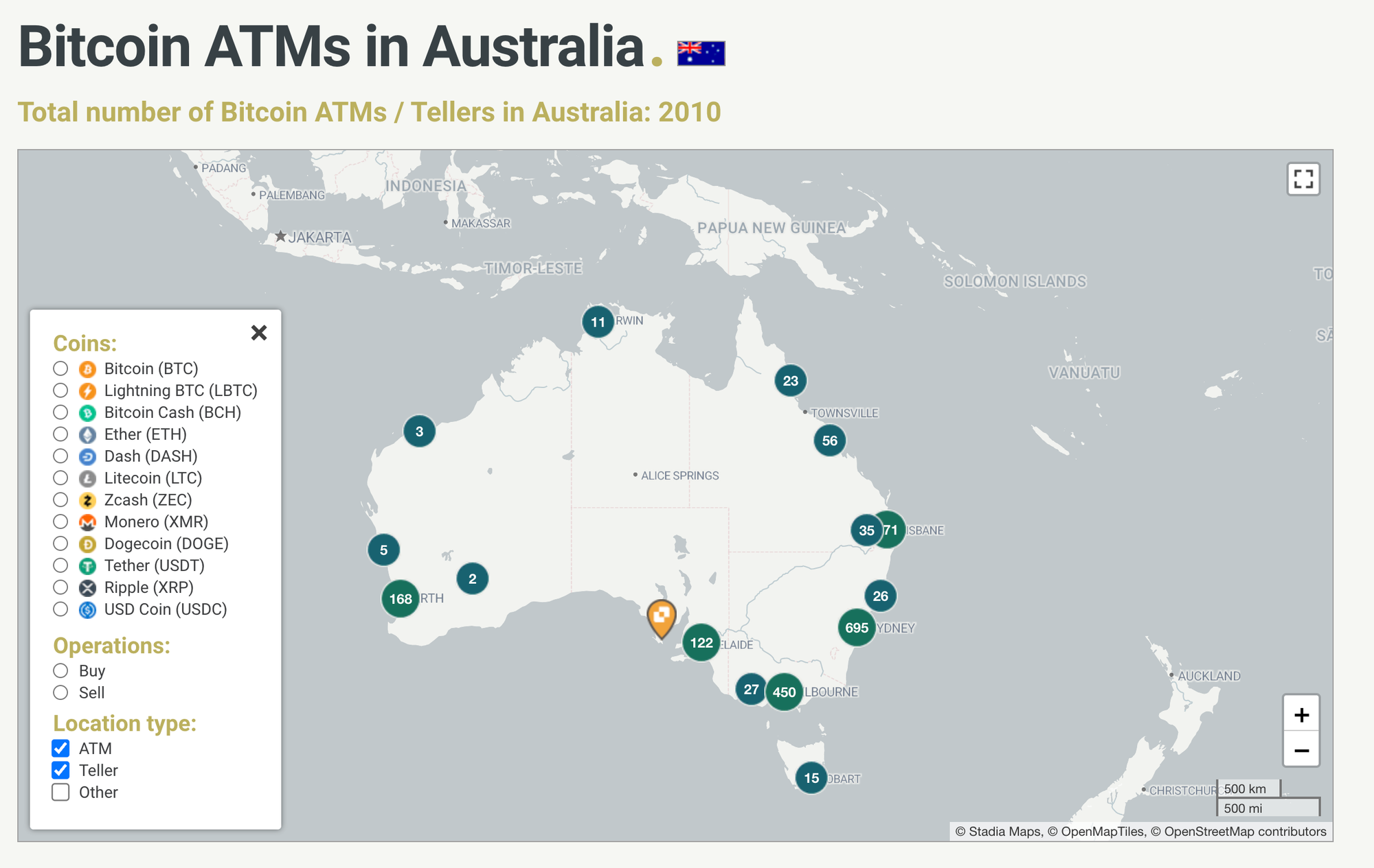 BTC ATMs in Australia.