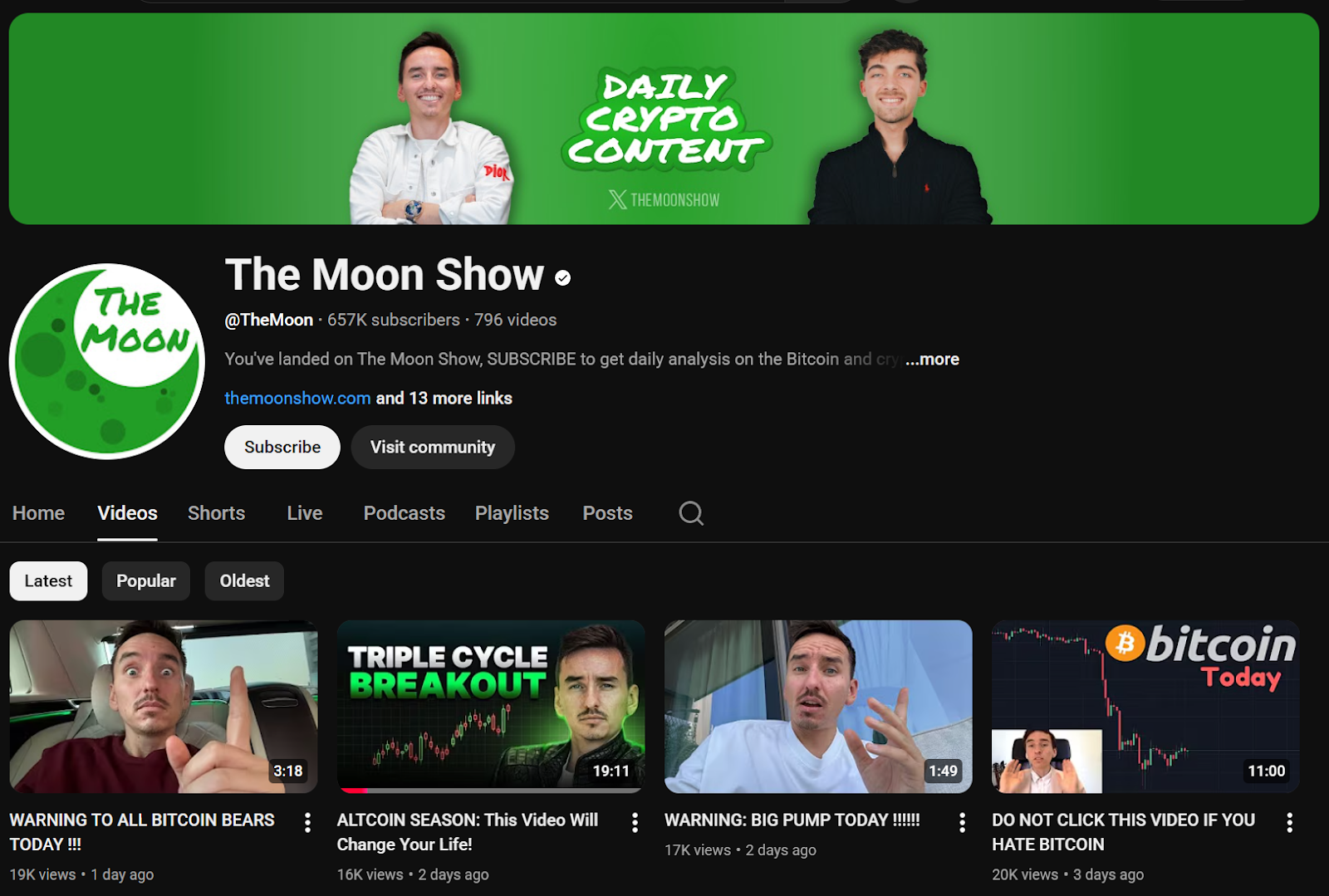 The Moon Show YouTube Channel 