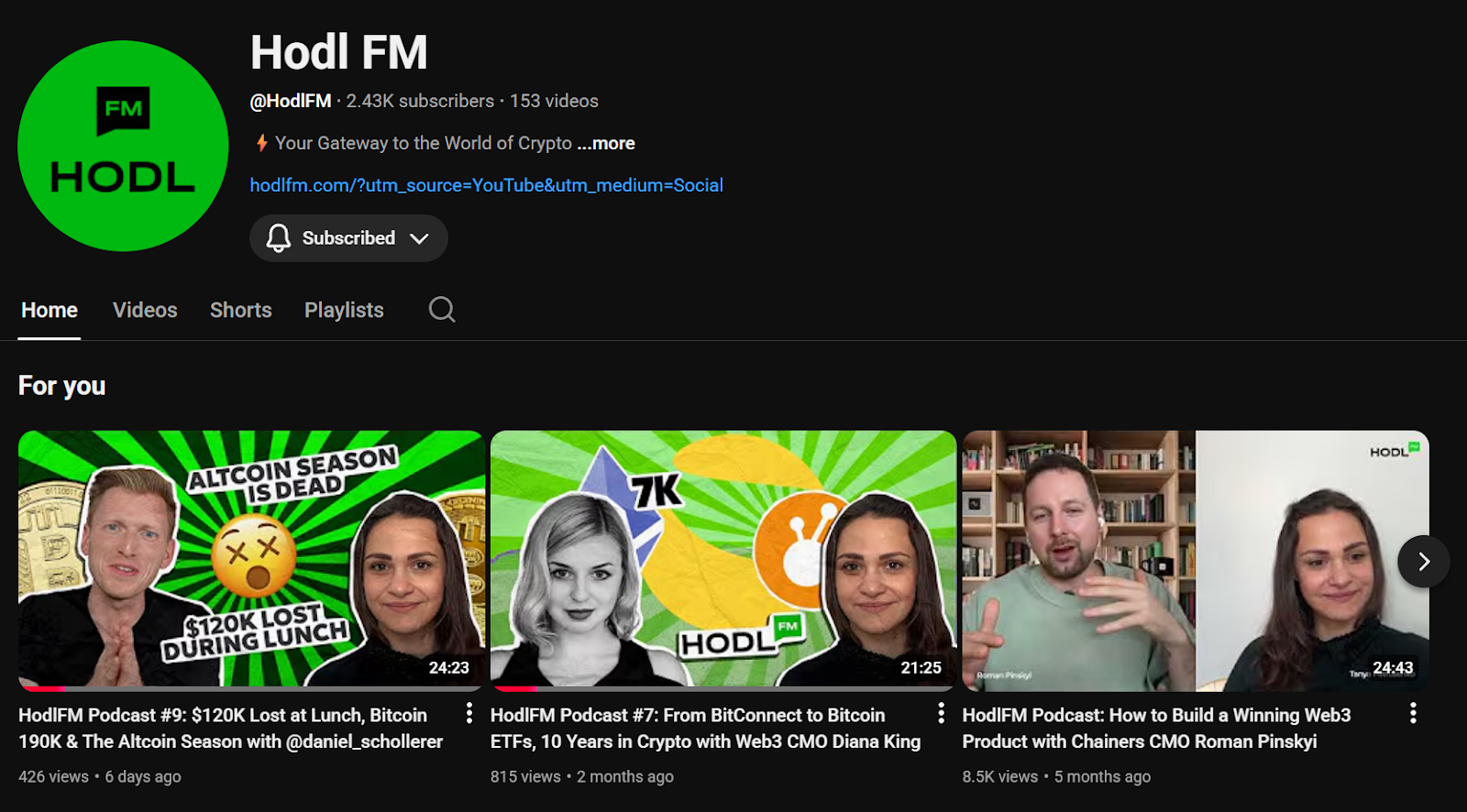 Hodl FM Youtube Channel 