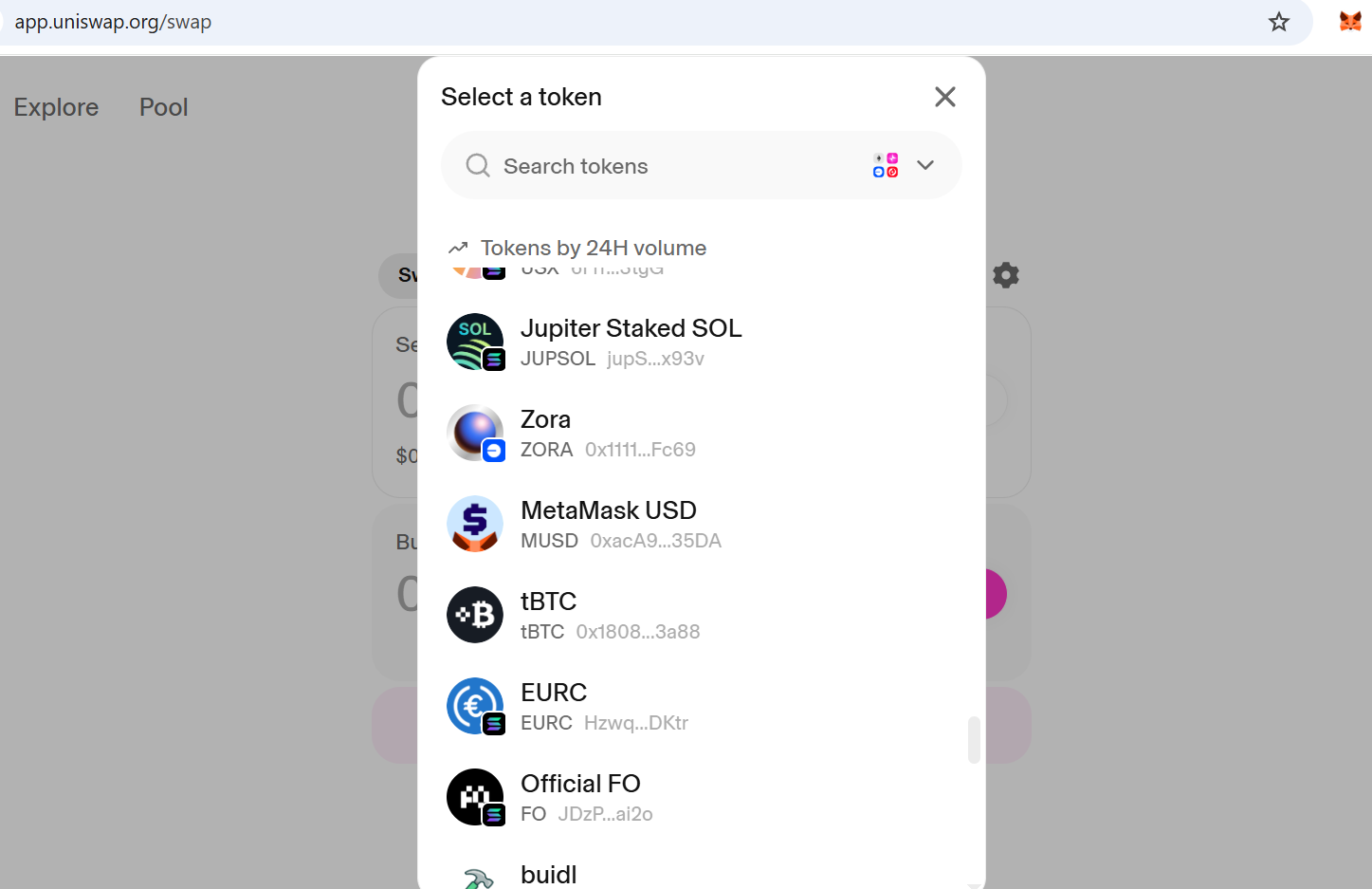 Tokens on Uniswap. Source: Uniswap