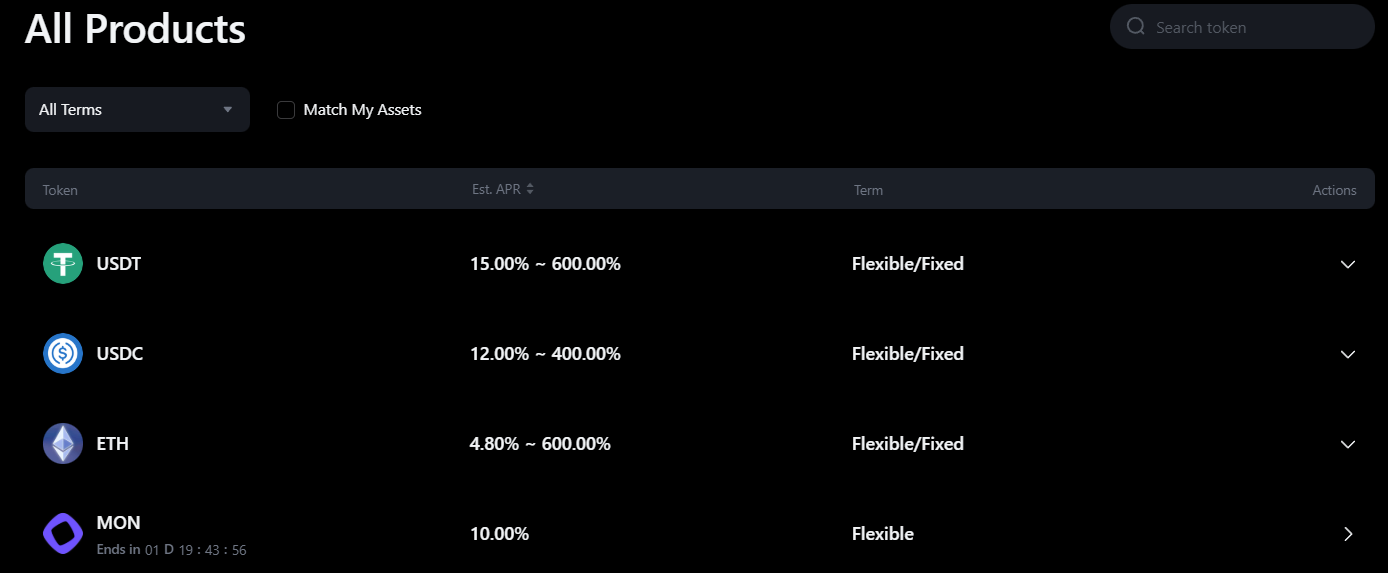 Mexc Earn options. Source: MEXC