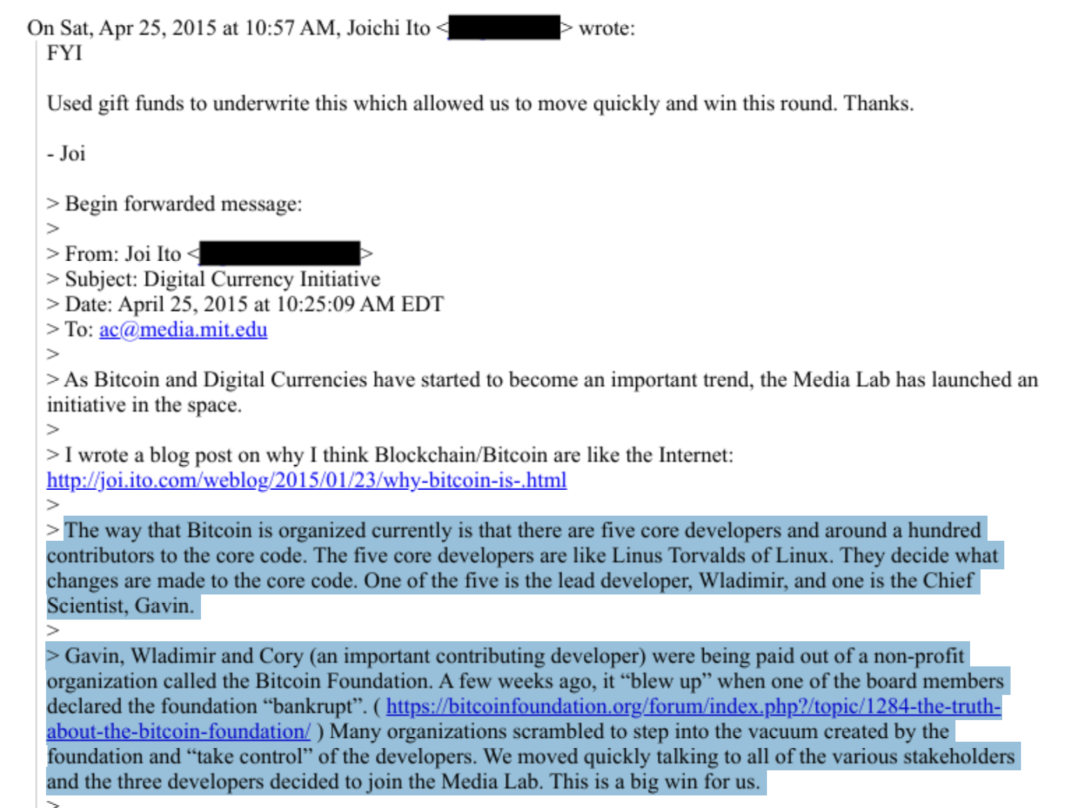 Epstein’s email to MIT Media Lab.