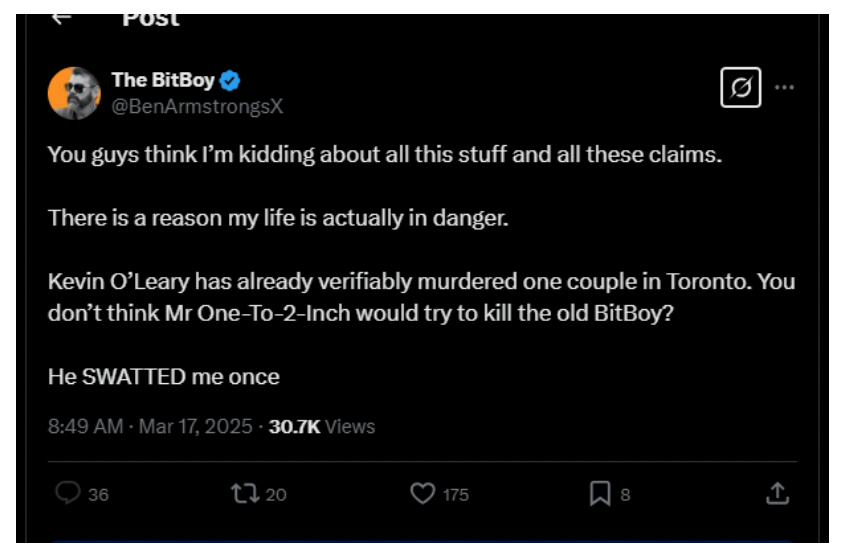 Armstrong’s post. Source: Complaint file