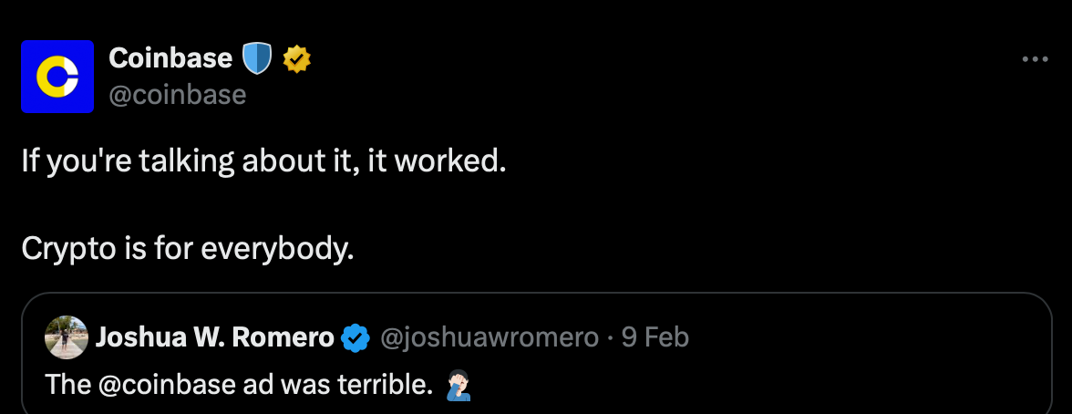 Coinbase response to the backlash.