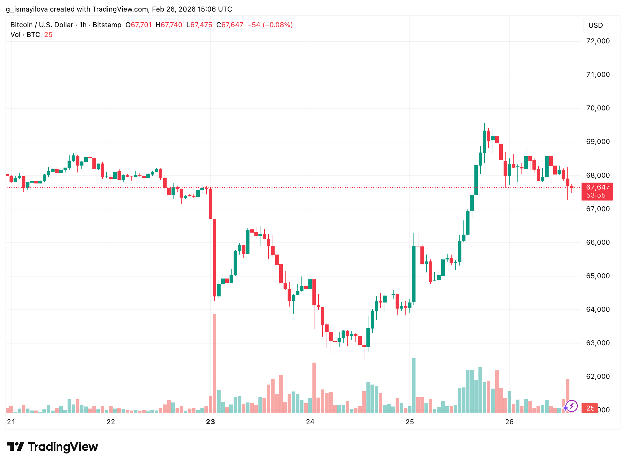 Bitcoin price chart. Source: TradingView