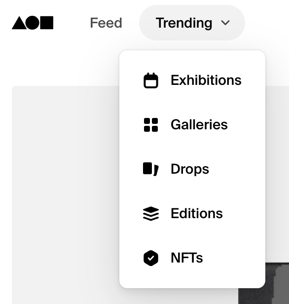 Pop-up window in the Trending section