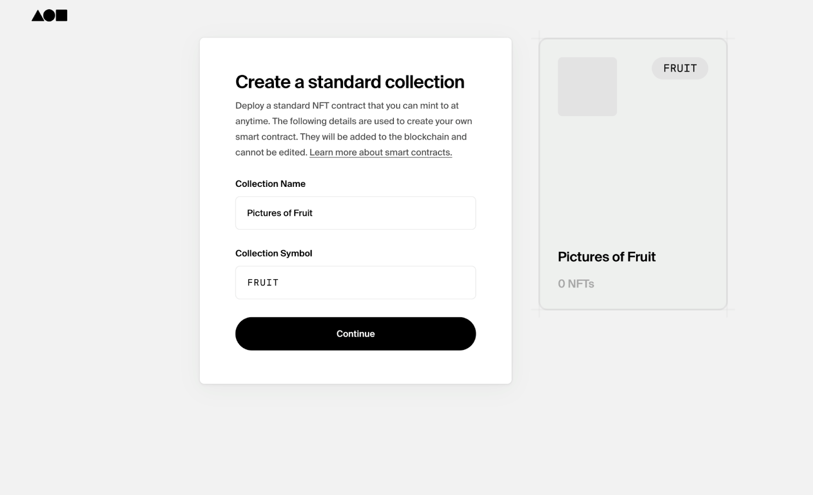 Filling in collection details