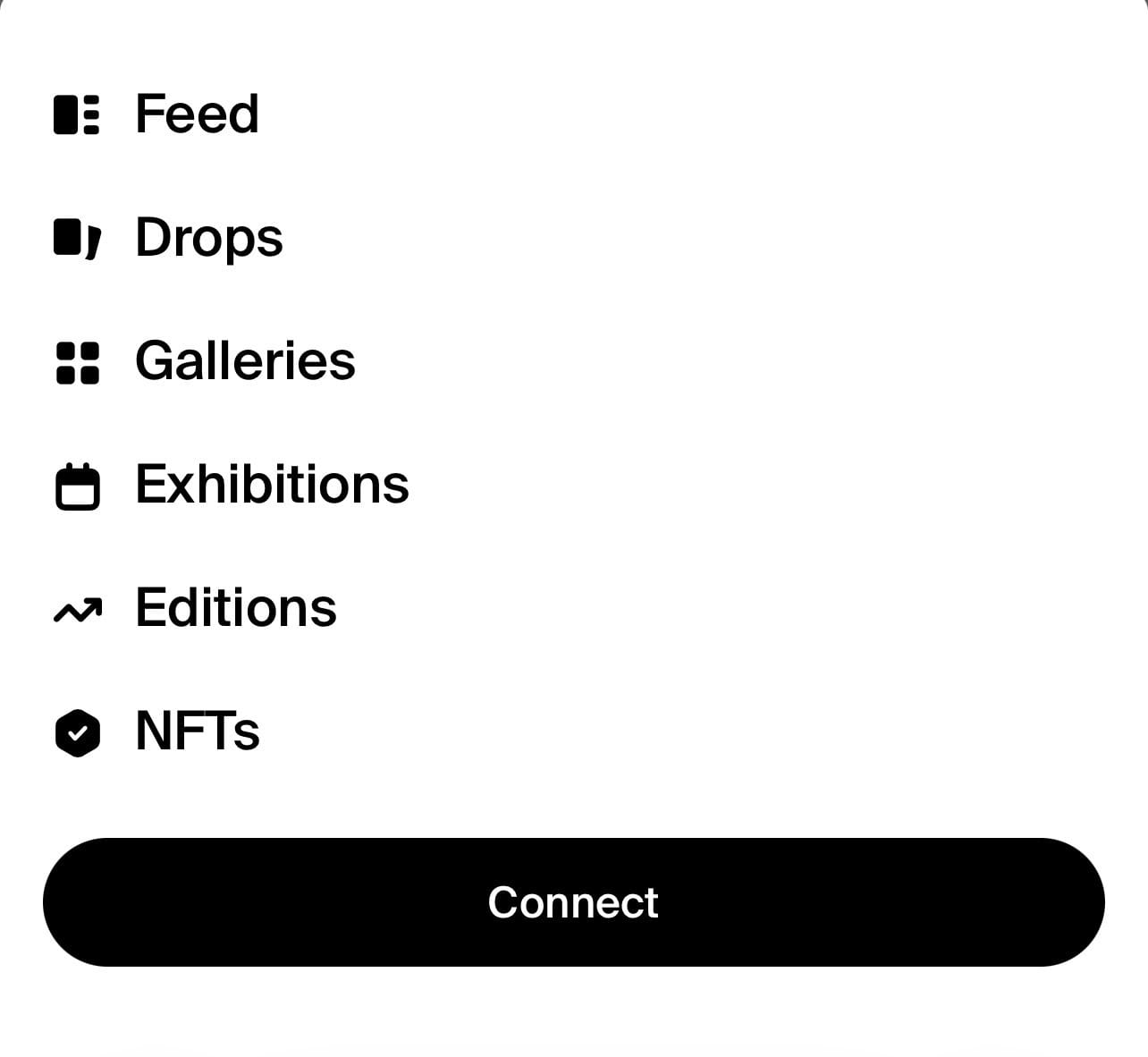 Trending section and Connect button opened in a mobile browser.