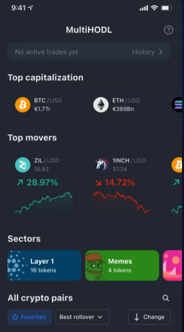 MultiHODL app interface. Source: App Store