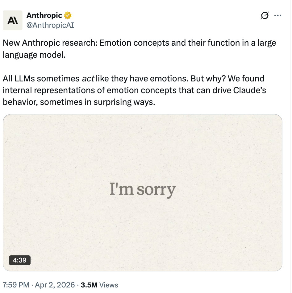 Anthropic's X announcement