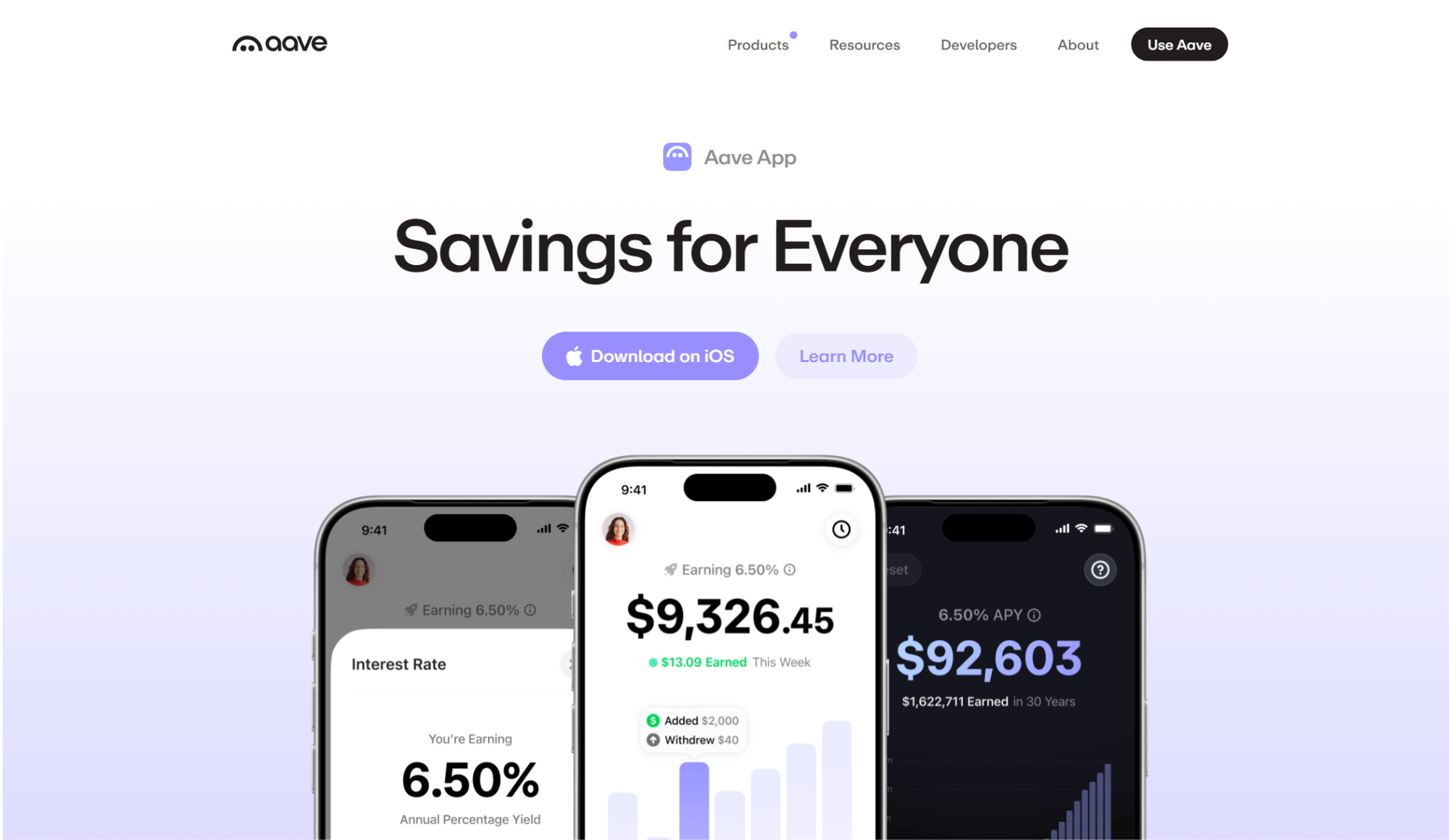 Aave website homepage