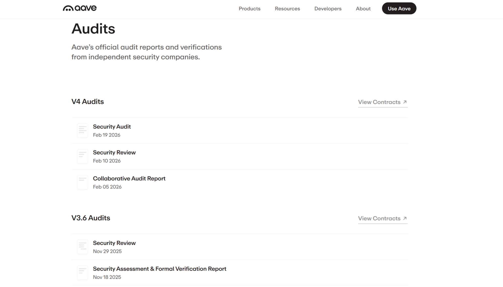 Aave security page