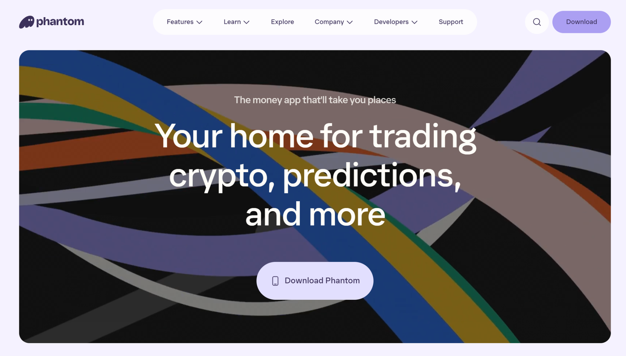 Phantom website homepage