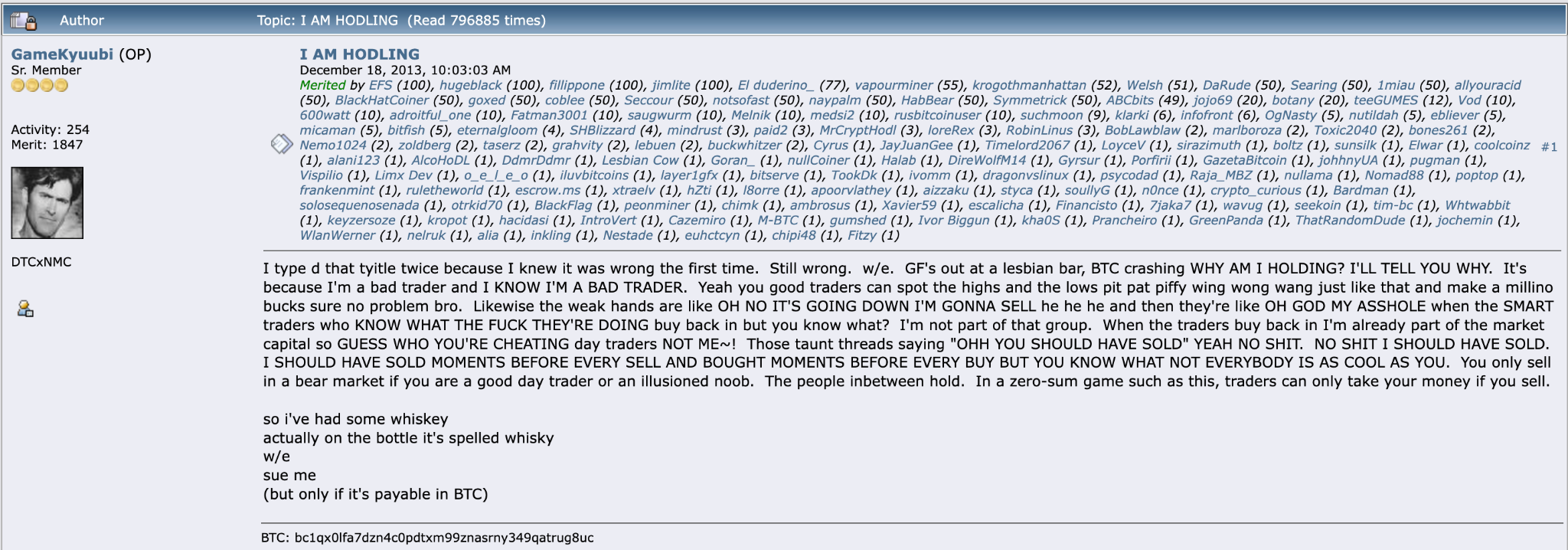GameKyuubi’s post “I AM HODLING”