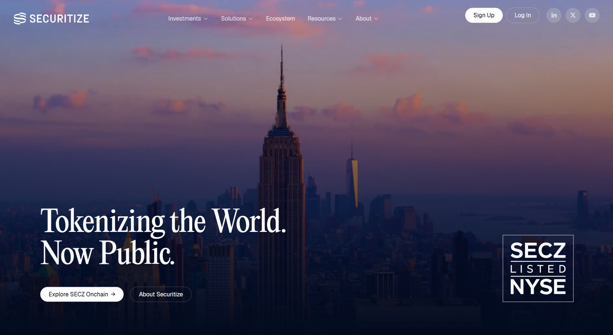 Securitize web homepage