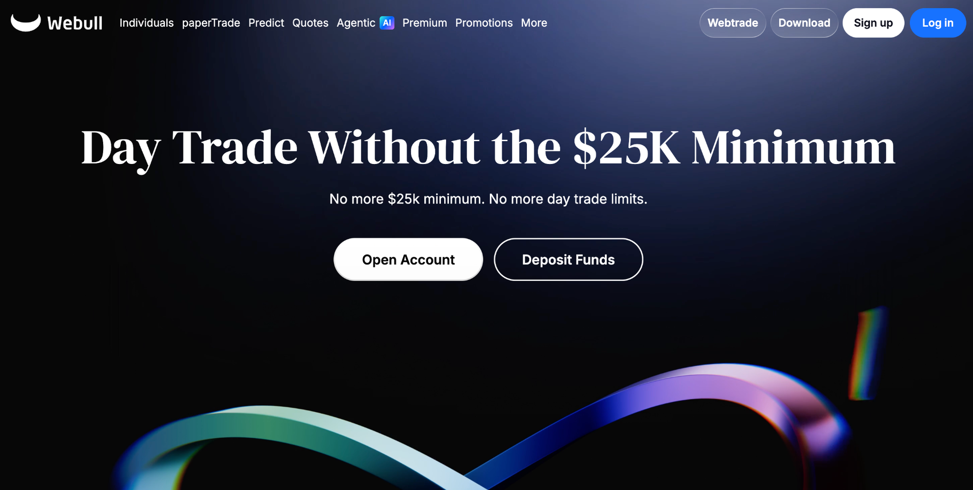 Webull homepage. Source: Webull