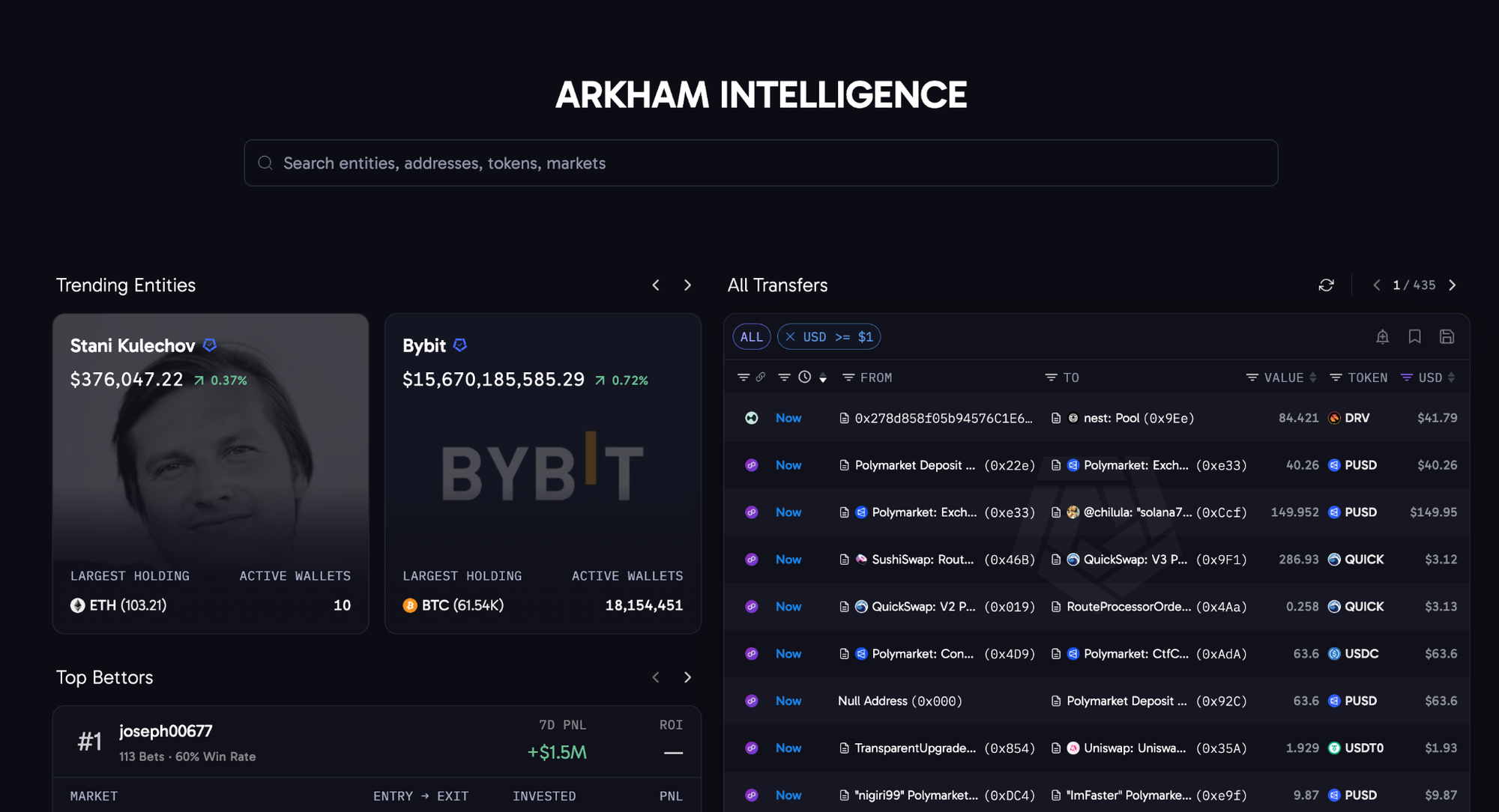 Arkham homepage