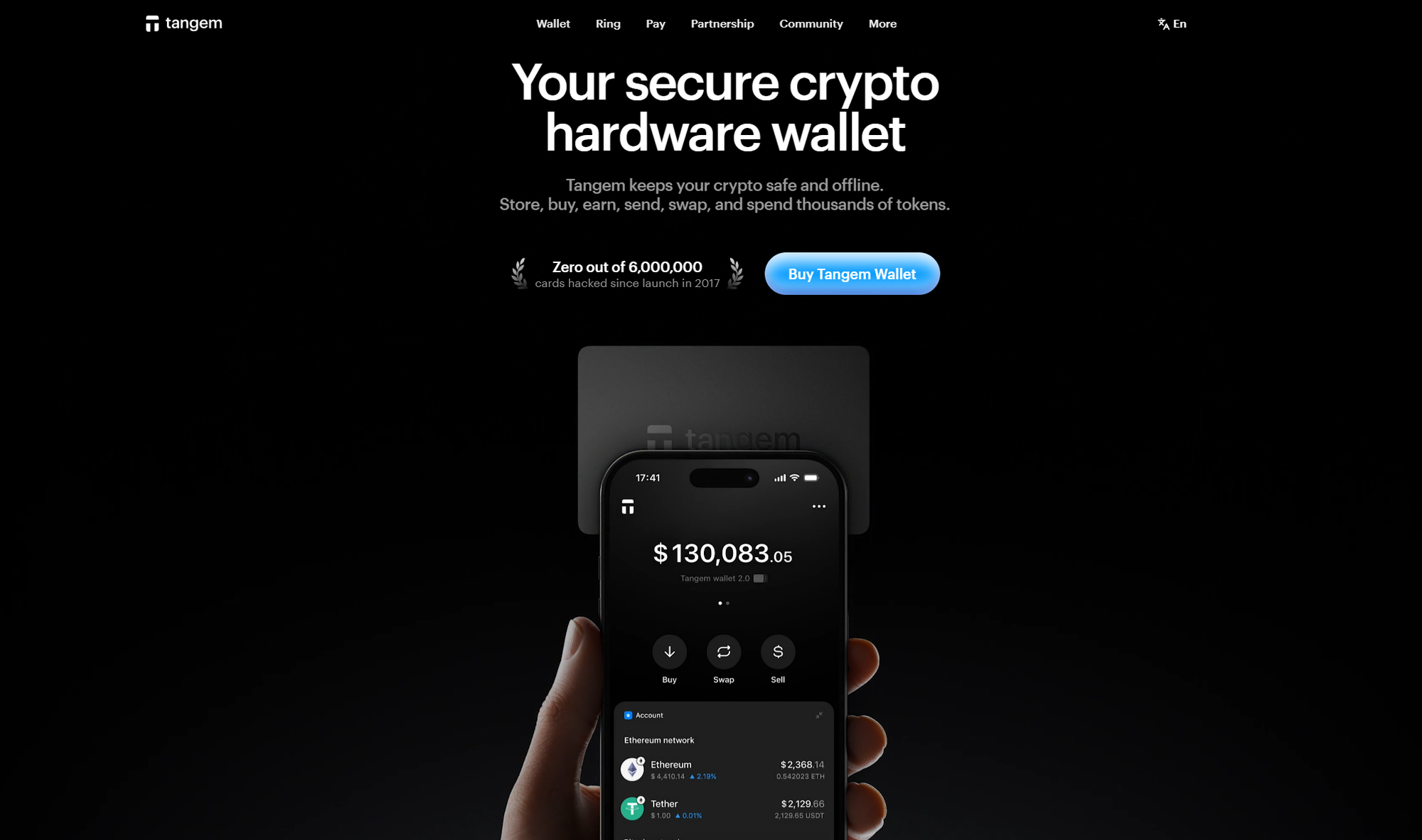 Tangem website homepage