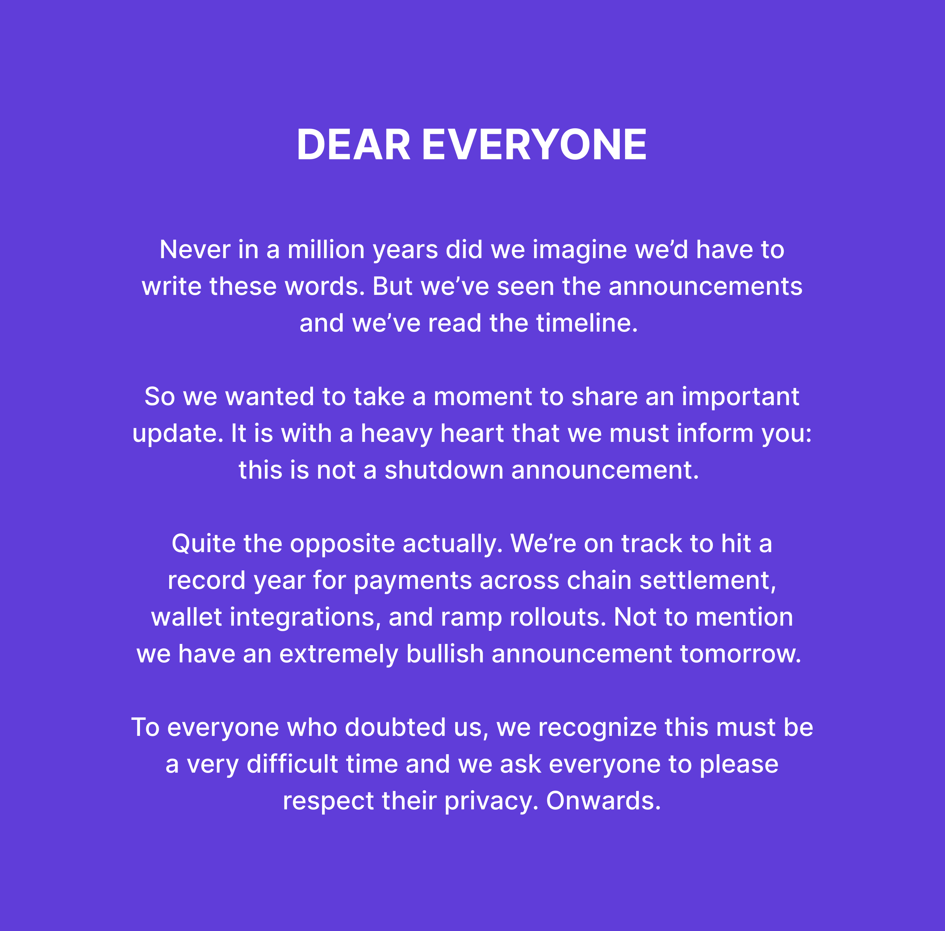 Polygon message on X